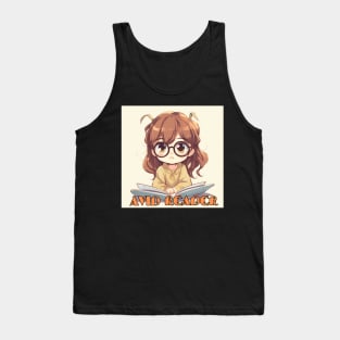 Avid Reader Kawaii Girl, Bookworm Tank Top